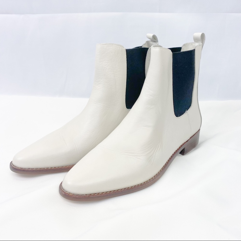 J. Crew Leather Chelsea Boots, White, AB131 NEW!
